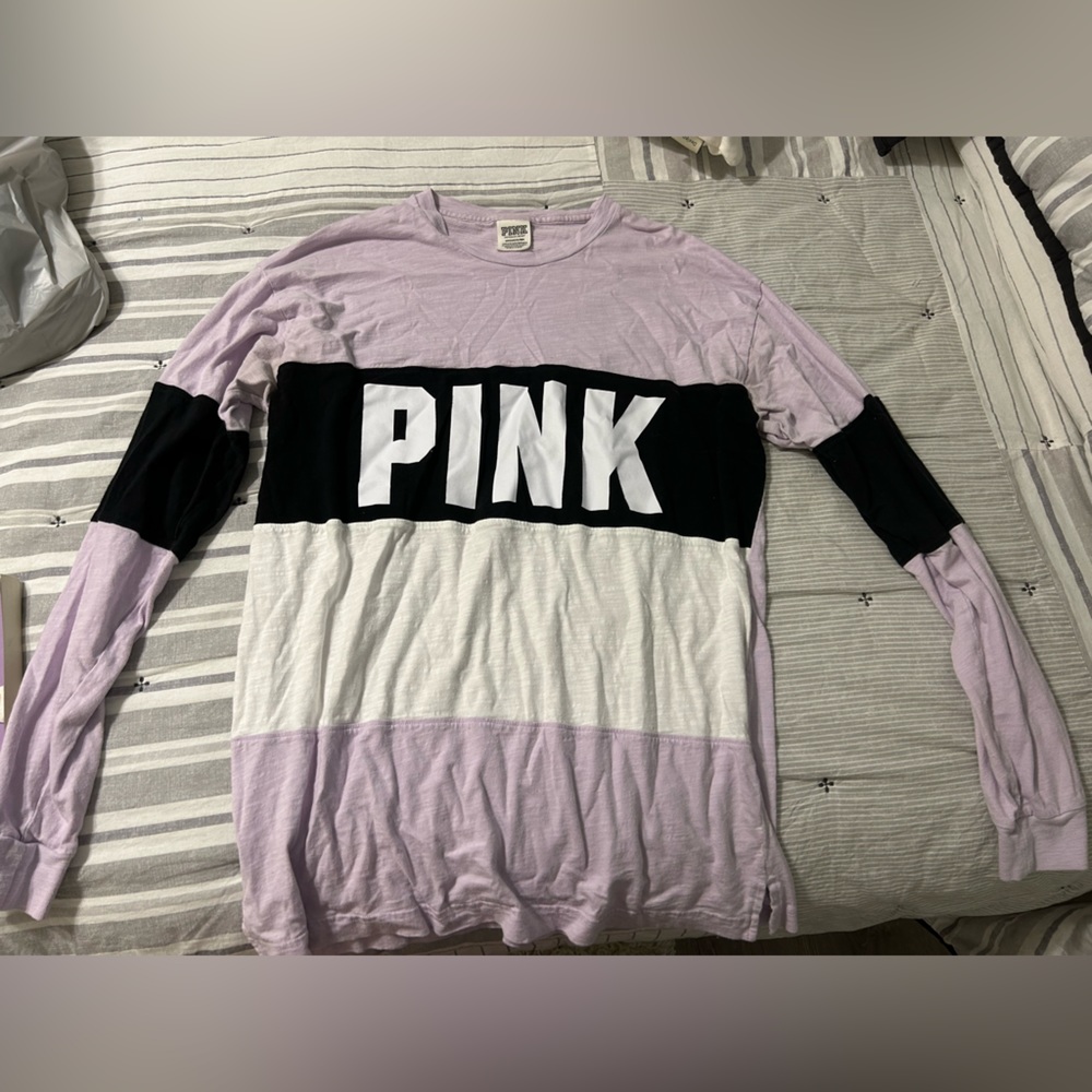 Purple, black, and white PINK tshirt